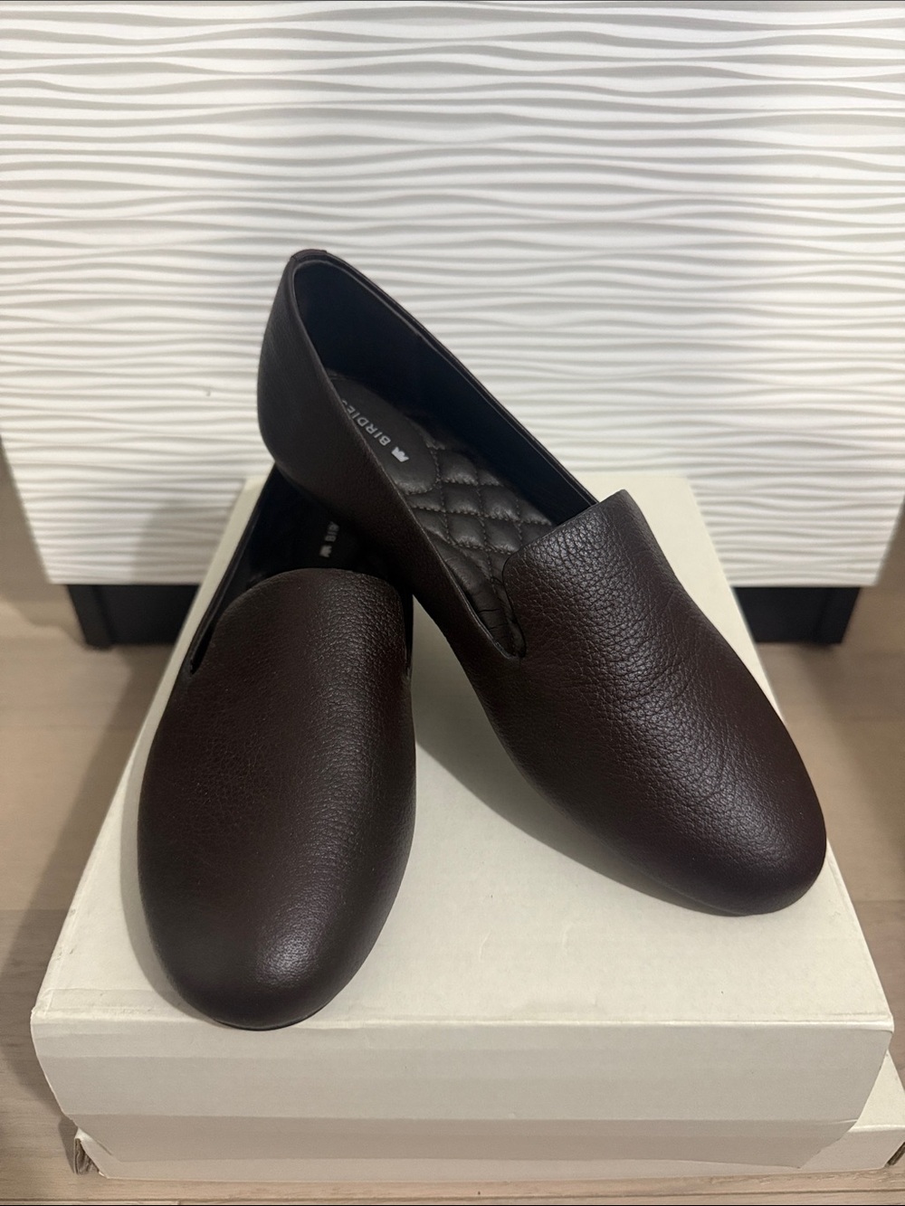 Birdies Chocolate Brown Quilted-Insole Slip-On Loafers